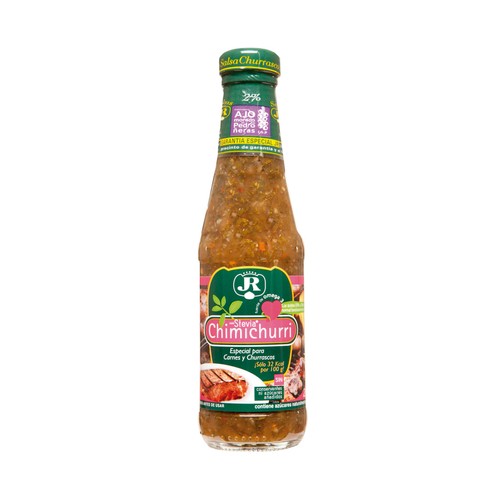 JR Salsa chimichurri con omega 3, especial para carnes y churrascos frasco de 285 milils