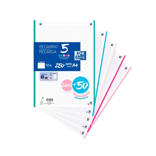 Recambio 5 Bandas Promo 200+50 Color Pastel OXFORD.