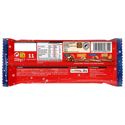 NESTLÉ Turrón de chocolate con almendras 230 g.