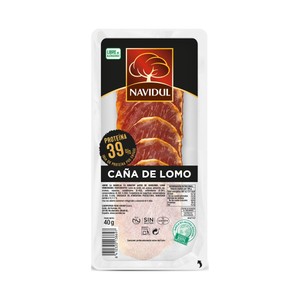 NAVIDUL Caña de lomo cortada en finas lochas, elaborada sin gluten 40 g.