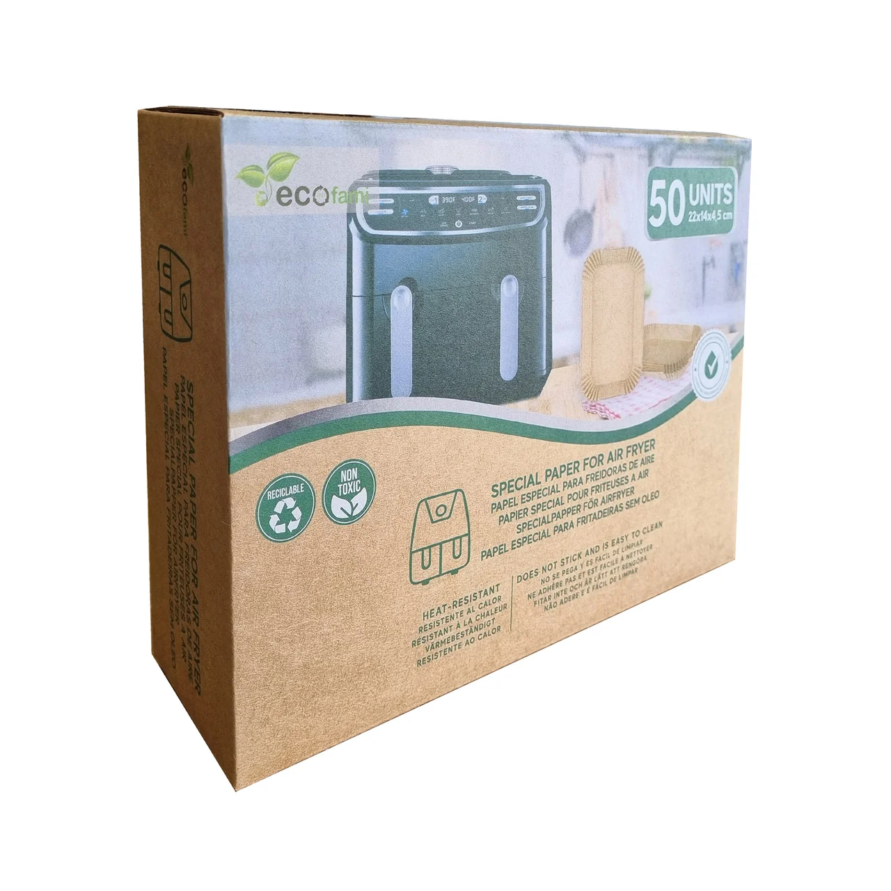 FAMI Papel especial freidoras aire 22x14x4,5 Ecofami 50 un.