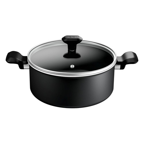 Olla de aluminio con tapa de vidrio e interior antiadherente 24 cm. Vitro TEFAL