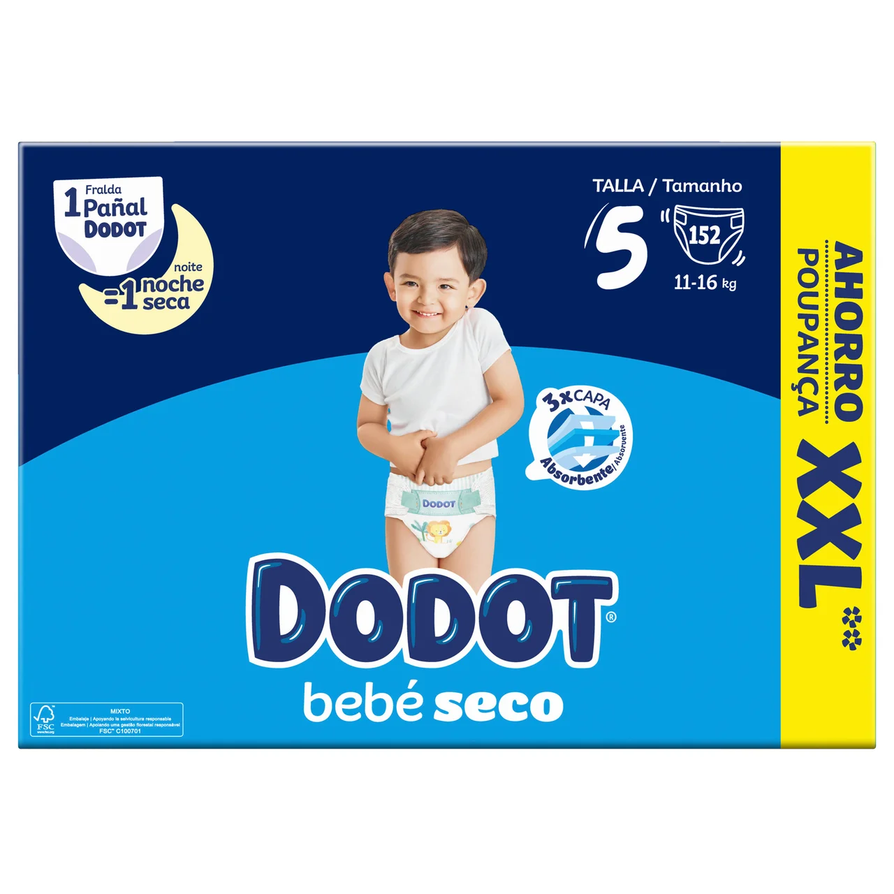 DODOT Bebé-seco Pañales talla 5 (11-16 k) 152 uds.
