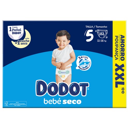 DODOT Bebé-seco Pañales talla 5 (11-16 k) 152 uds.