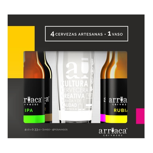 Estuche de cervezas ARRIACA 4 uds. x 33 cl. + vaso regalo