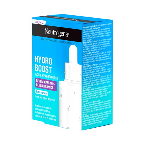 NEUTRÓGENA Hydro boost Sérum facial sin perfume con Niacinamida y ácido Hialurónico para todo tipo de pieles 30 ml
