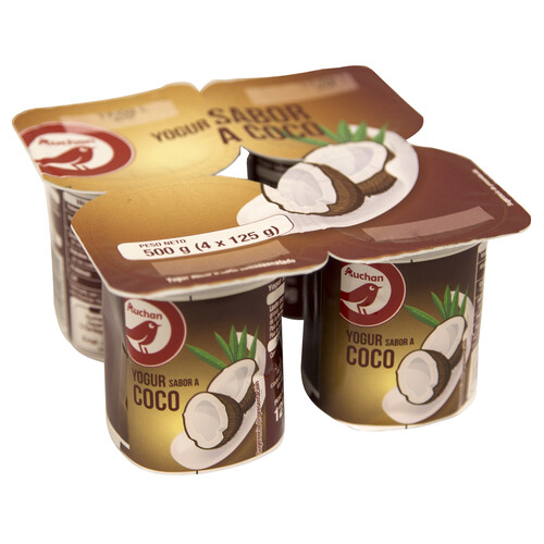 AUCHAN Yogur con sabor a coco 4 x 125 g. Producto Alcampo