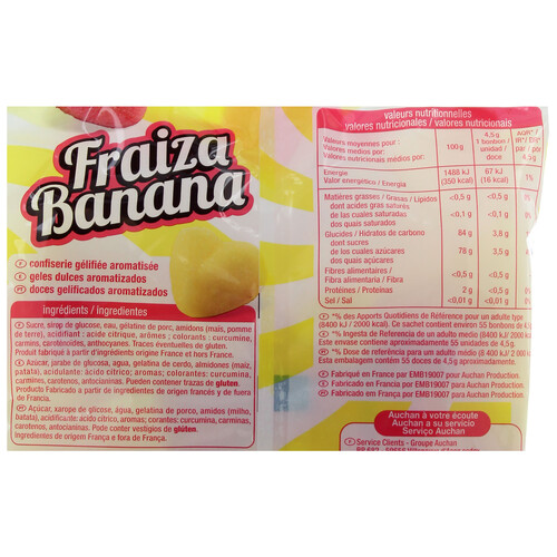 PRODUCTO ALCAMPO Golosina Fraiza banana 250 g.