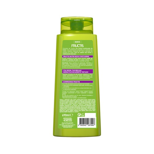 FRUCTIS Nutri rizos Champú fortificante sin parabenos, para cabello rizado u ondulado 690 ml.
