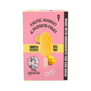 Pink Albatross Polos de Sorbete Cremoso de Mango y Maracuya 100% Vegetal 4 X 65 Ml. 260 ML