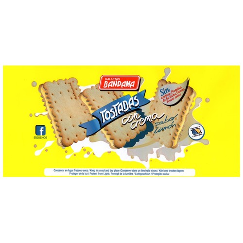 BANDAMA Galletas tostadas con crema sabor limón 200 g.