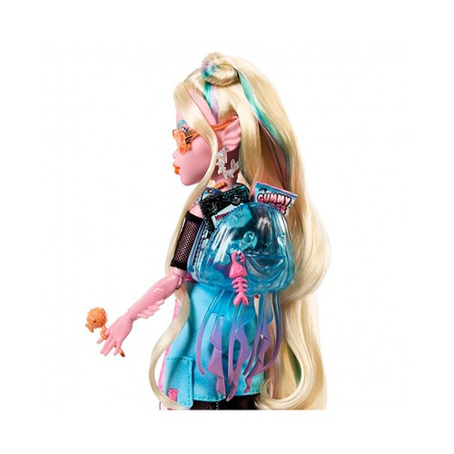 MONSTER HIGH Lagoona Blue Muñeca articulada con mascota y accesorios de moda, 25cm juguete +4 años