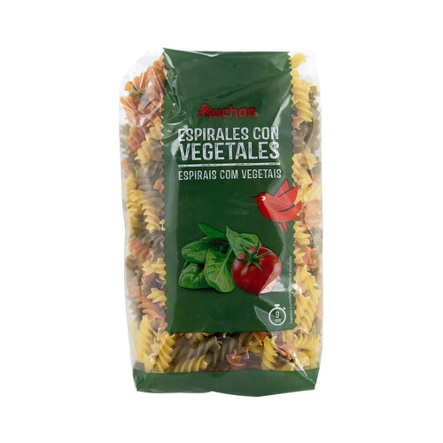 Pasta espiral con espinacas y tomate PRODUCTO ALCAMPO paquete 500 g.
