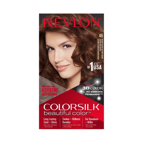 REVLON Colorsilk Tinte de pelo tono 046 Castaño medio dorado.
