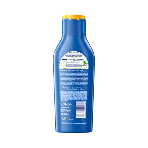 NIVEA Sun Leche solar protectora e hidratante, con factor de protección 50+ ( muy alto) protege & hidrata 400 ml.