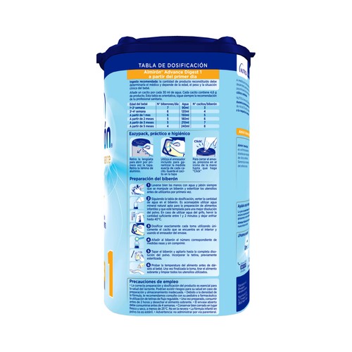 ALMIRÓN Leche de inicio (1) para recién nacido a partir del primer día ALMIRÓN Advance digest 800 g.