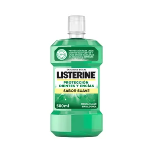 LISTERINE Enjuague bucal de uso diario, sin alcohol y con sabor a menta suave 500 ml.