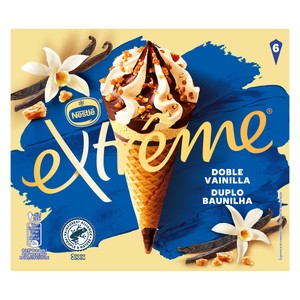 Imagen de EXTRÈME de Nestlé Cono de helado de vainilla y chocolate con trocitos de almendras 6 x 120 ml.