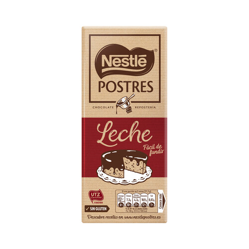 NESTLÉ Chocolate con leche, especial postres tableta de 170 g.