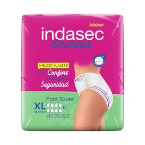 INDASEC Discreet Pants de incontinencia super, talla XL (145-175 cm), para perdidas de orina severas 10 uds