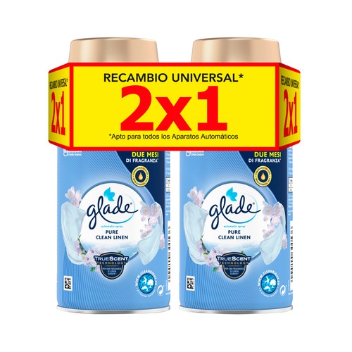 GLADE Recambio automático spray frescor de ropa 2 x 1, 269 ml.