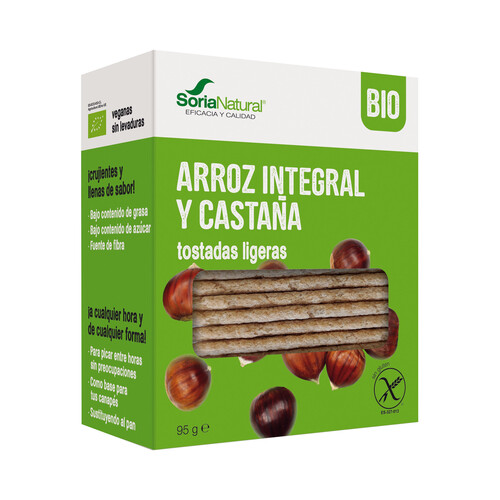 Tostadas de arroz integral y castañas ecológicas SORIA NATURAL 90 g.