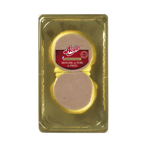 AOSTE Mousse de foie gras de pato en medallones, elaborado en Francia AOSTE 2 x 100 g.