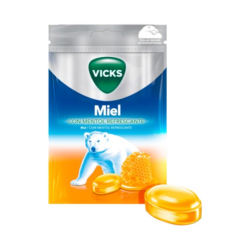 VICKS Miel Caramelos con miel y mentol refrescante 72 g.