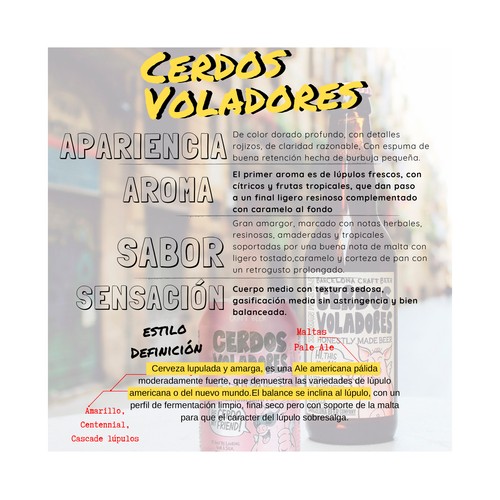 CERDOS VOLADORES Cerveza rubia lata 33 cl.