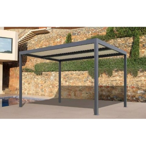 Pérgola bioclimática 4x3 metros, lamas de color blanco, GARDENSTAR.