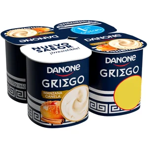 DANONE Yogour griego con sabor a manzana asada con canela 4 x 110 g.