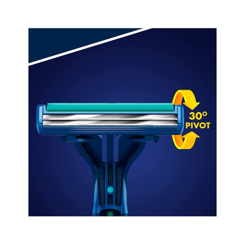 GILLETTE Maquinilla de afeitar desechable, con cabezal pivotante de doble hoja GILLETTE Blue II plus slalom 10 uds