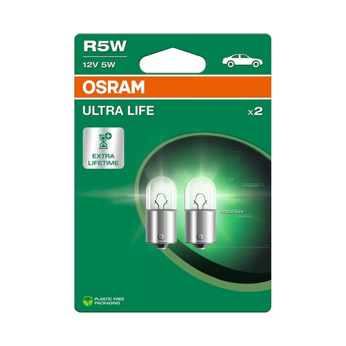 2 lamp r5w 12v 4 x mas de duración  ultra life. OSRAM