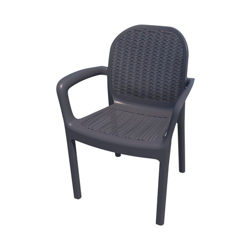 Silla de ratán de color gris antracita para jardín o terraza, GARDEN LIFE.