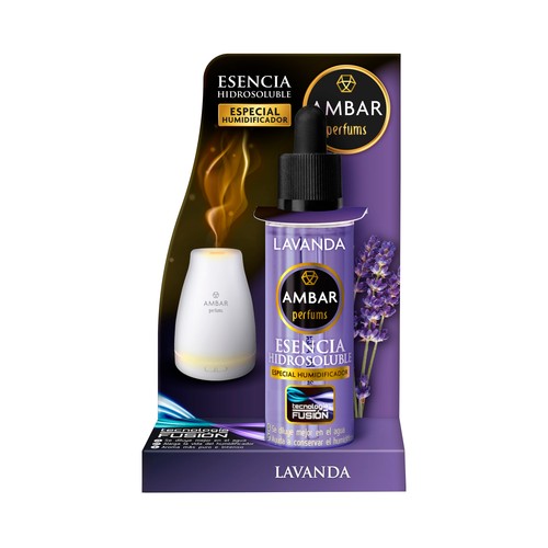 AMBAR Esencia hidrosoluble especial para humidificador con aroma a lavanda.