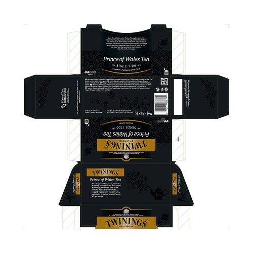 TWININGS Prince of Wales Té negro clásico 25 uds. 50 g.