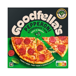 Imagen de GOODFELLA´S Pizza congelada de pepperoni, con base fina y crujiente horneada en piedra 332 g.