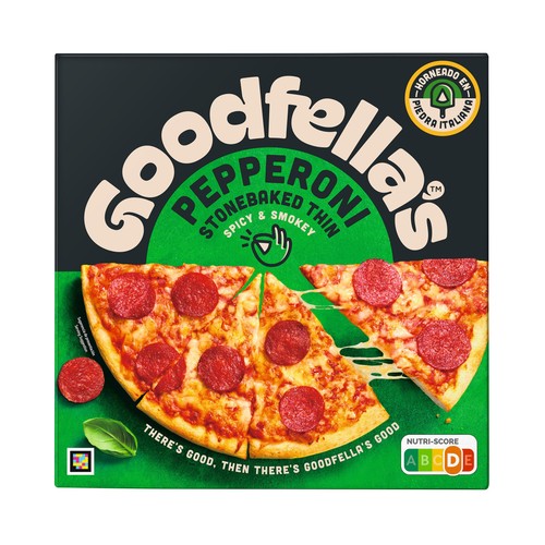 GOODFELLA´S Pizza congelada de pepperoni, con base fina y crujiente horneada en piedra 332 g.