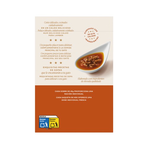 PURINA Gourmet alimento de gato húmedo de salmón bacalao y solla soup 6X45g