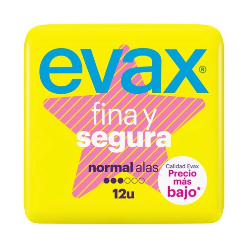 EVAX Compresa normal con alas EVAX Fina y segura 12 uds.