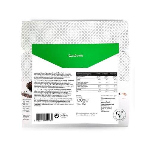 CAPDEVILLA Surtido de mousse de foie gras de pato Extreme 3 x 90 g.