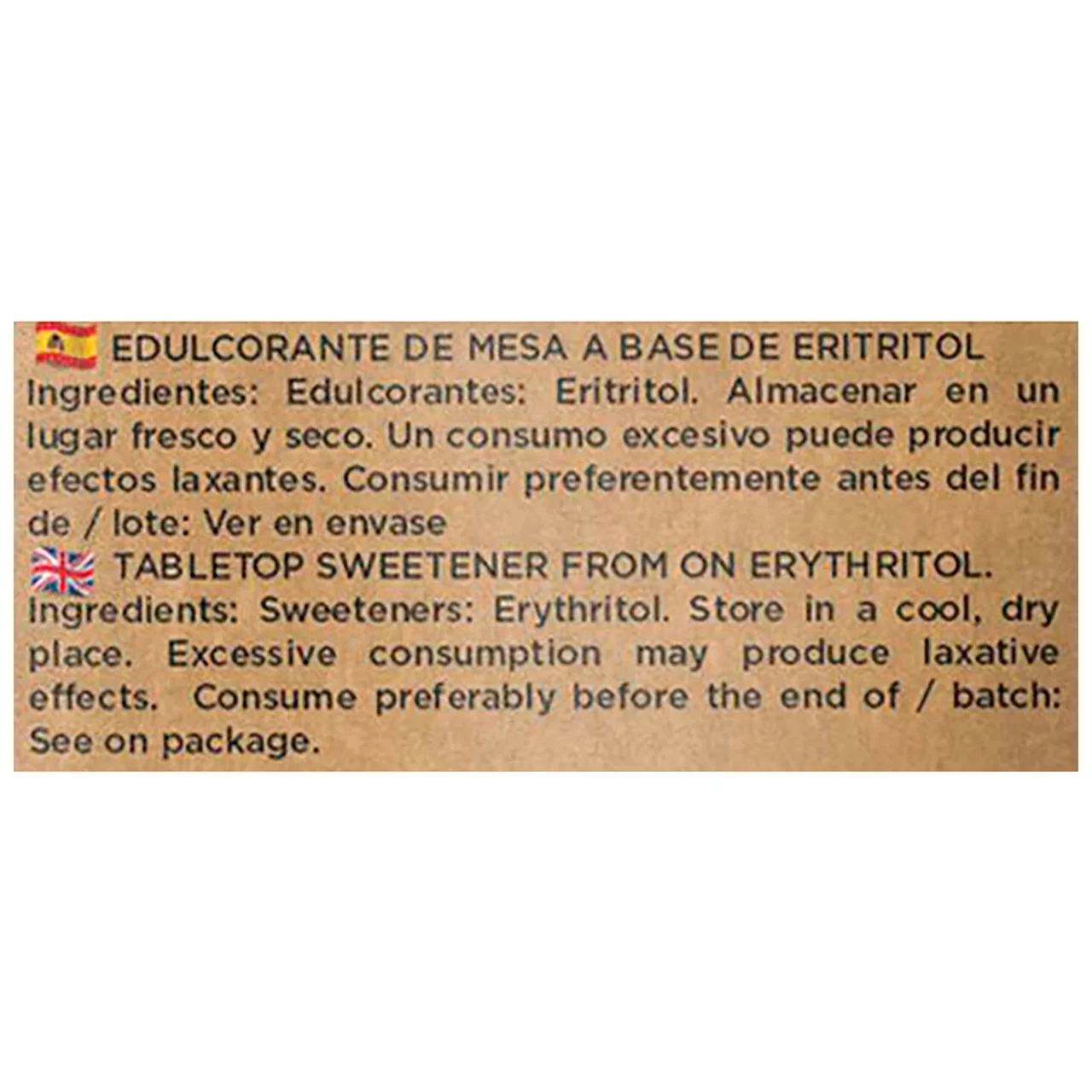 Edulcorante (Erythritol) 100% natural, zero calorias 300 g.