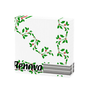 Imagen de RENOVA Servilletas de papel desechables con estampado Navideño 2 capas RENOVA 2 capas 20 uds.