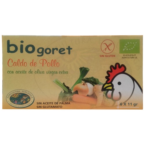 BIOGORET Caldo pollo con verduras ecológico BIOGORET 6 uds. 66 g.