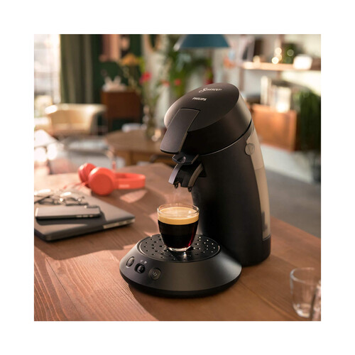 Cafetera de cápsulas PHILIPS Senseo Original Plus CSA210/61 negra, depósito de 0.7 L., sistema de cápsulas Senseo.