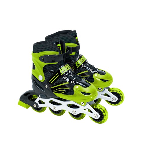 Patines en línea ajustables de la talla 35 a la 38, color negro y verde, RYDER.