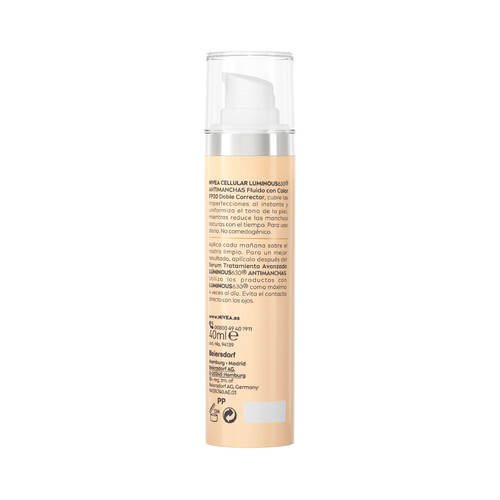 NIVEA Crema antimanchas con color y FPS 20 NIVEA Cellular luminous 630 40 ml.