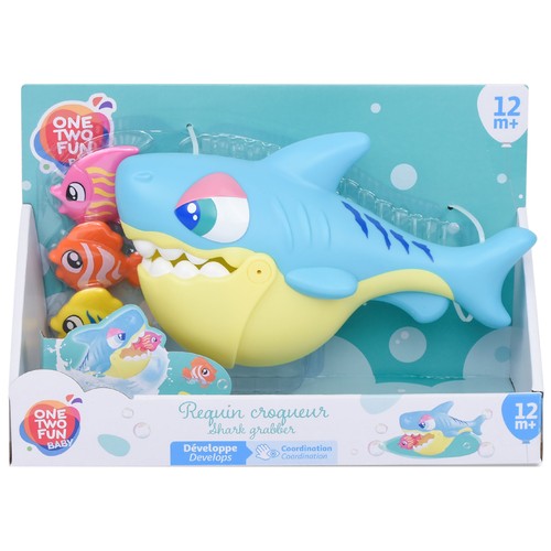 Tiburón Comilón para el agua, ayuda al desarrollo de la coordinación, Juguete para el Baño +12 Meses ONE, TWO FUN Baby