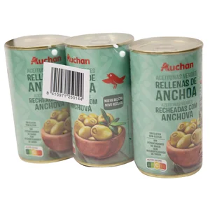PRODUCTO ALCAMPO Aceitunas rellenas de anchoa PRODUCTO ALCAMPO pack 3 uds. x 150 g.