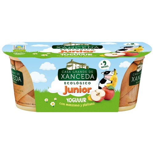 Yogur plátano-manzana junior ecológico XANCEDA 2 uds. de 125 g.